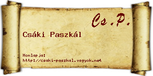 Csáki Paszkál névjegykártya